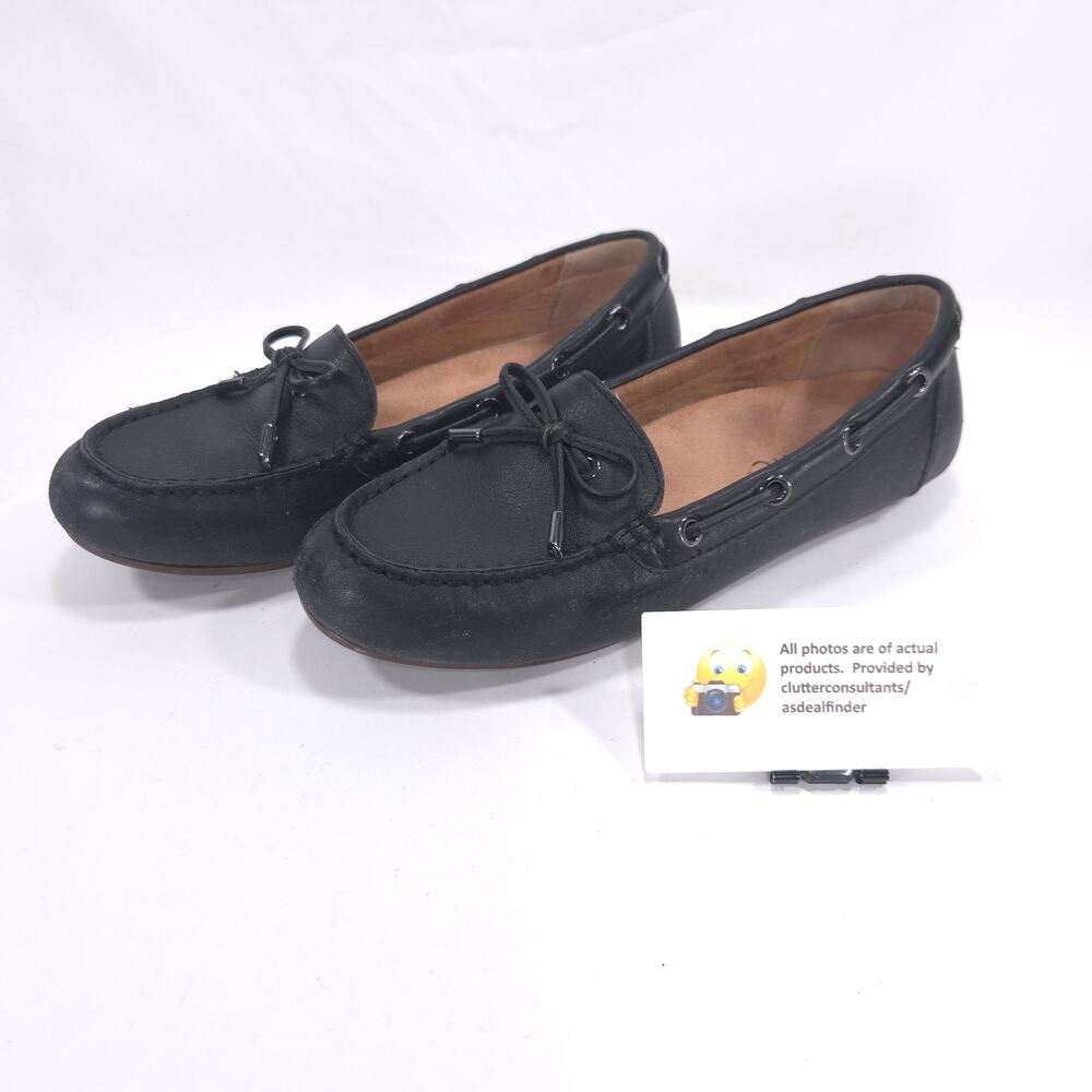 Vionic Virginia Leather Driving Moccasin Flat Womens Size 6.5 TVW5282 Black